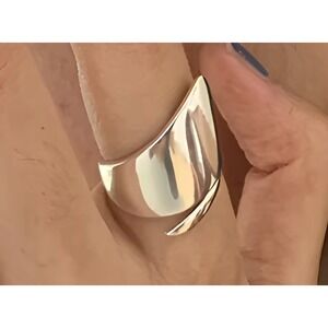 NEW ARCHITECTURAL LIQUID 925 STERLING SILVER‎ RING, MINIMALIST WAVE STATEMENT